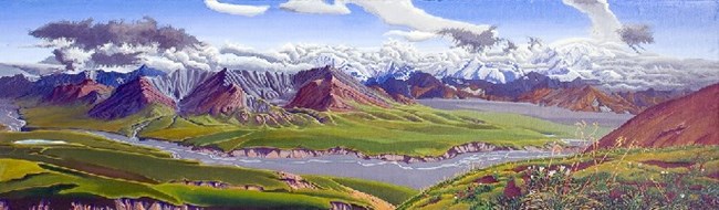 painting of mountains