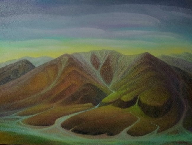 oil painting of a mountain