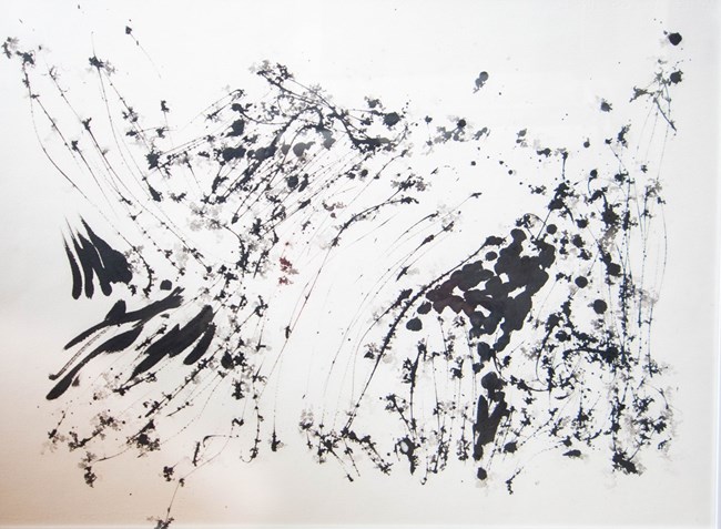 artwork of numerous ink blots and lines