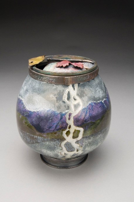 “Denali Jar I” 6” x 5” x 5” metalwork: copper, enamel, silver “Denali Jar I” 6” x 5” x 5” metalwork: copper, enamel, silver