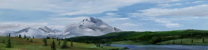 “87.5 Mile Marker at Wonder Lake in Denali” 12” x 46” oil on Belgium linen glued on boards “87.5 Mile Marker at Wonder Lake in Denali” 12” x 46” oil on Belgium linen glued on boards