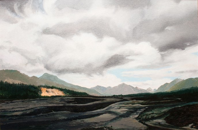 “Late June, Upstream Teklanika River” 24” x 26” oil on canvas “Late June, Upstream Teklanika River” 24” x 26” oil on canvas