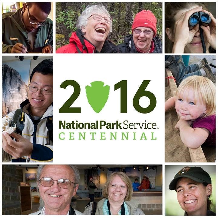 Photo montage of faces surrounding graphic for 2016 NPS Centennial Photo montage of faces surrounding graphic for 2016 NPS Centennial