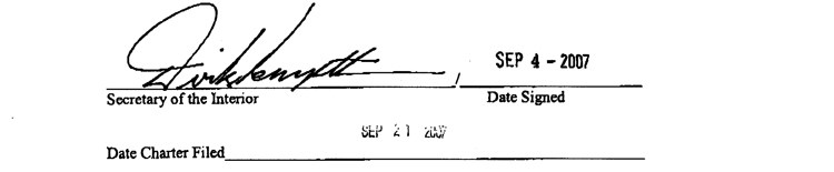 signature of the secretary of the interior, circa 2007