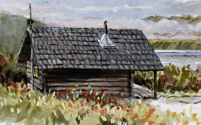 painting of a log cabin painting of a log cabin