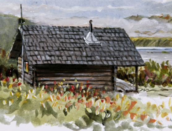 Painting of the East Fork Cabin