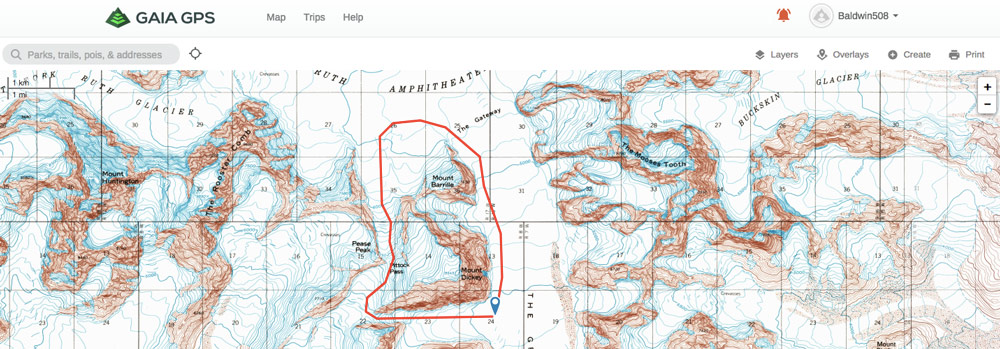 topographical map of mountainous terrain