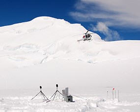 Sound monitoring station at Kahiltna Pass, 2007.