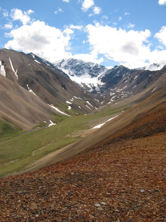One of the Polychrome Glaciers, from a nearby ridge
