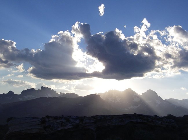 Minarets and Ritter range with clouds