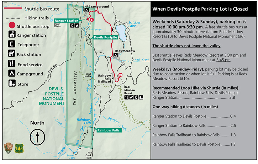 Reds Meadow/Devils Postpile Shuttle Information Devils Postpile