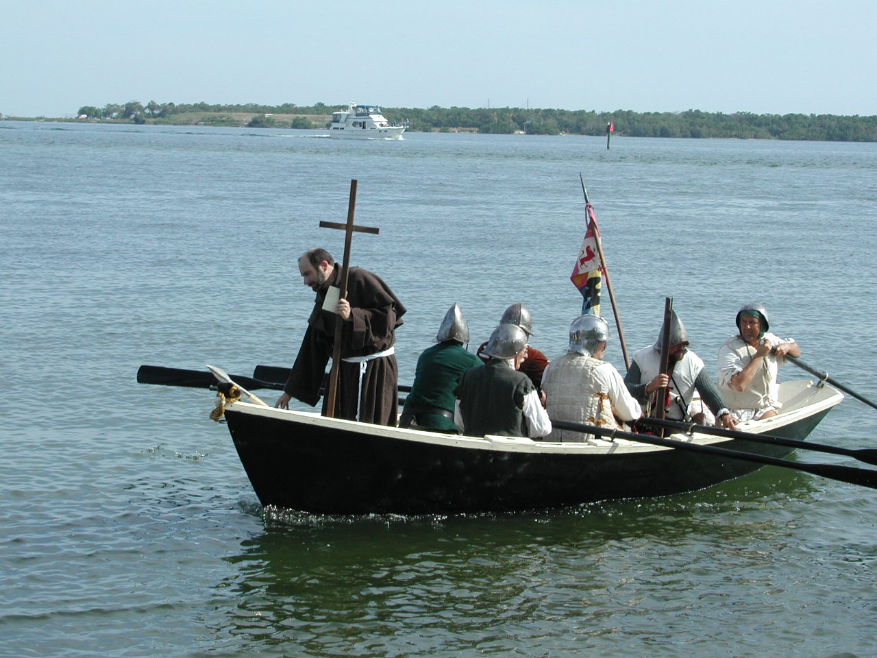 Volunteers from Calderon's Company make a De Soto National Memorial