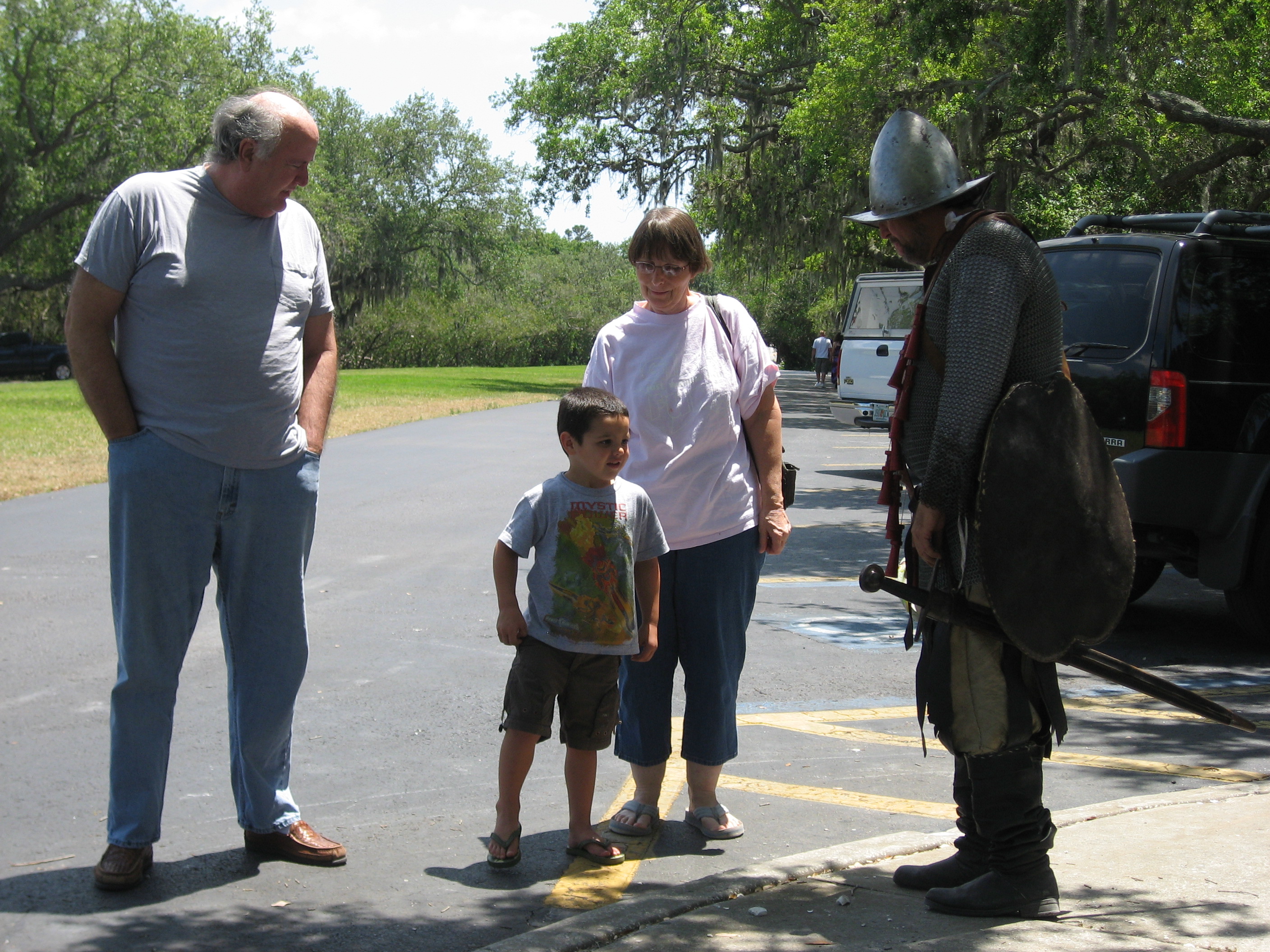 Re-enactor De Soto Talks to visitors