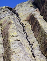 A stake ladder built into a crack between two columns in 1893