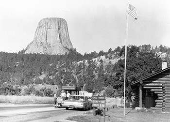 A historic photo of the park's entrance station