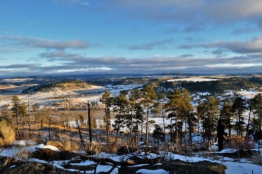 Fire scar at the base of Devils Tower Fire scar at the base of Devils Tower