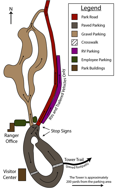 Map - Parking Area A diagram of the park's main parking areas