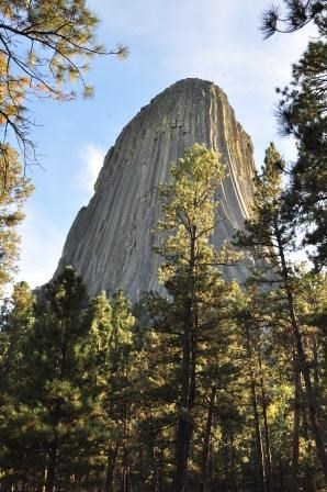 Rock monolith rising above the trees