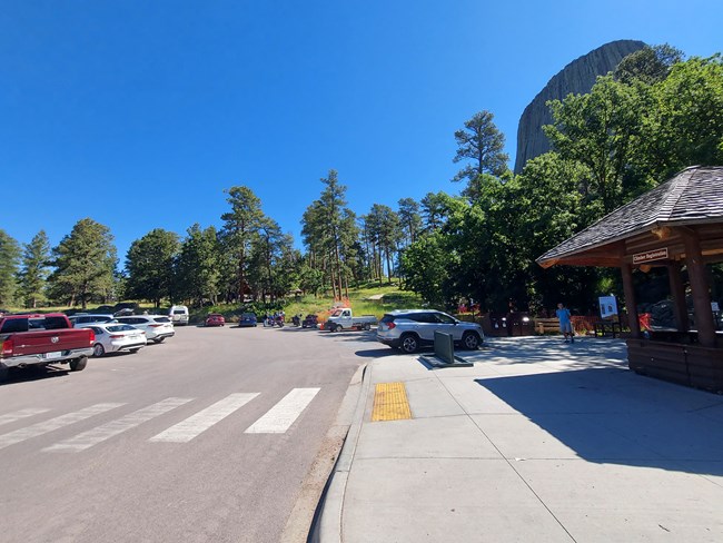 Full parking lot during the summer