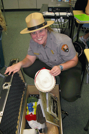 Park Ranger with traveling trunk.