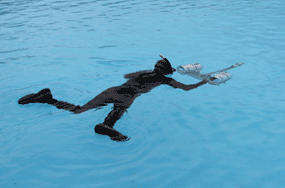 diver testing donated equipment