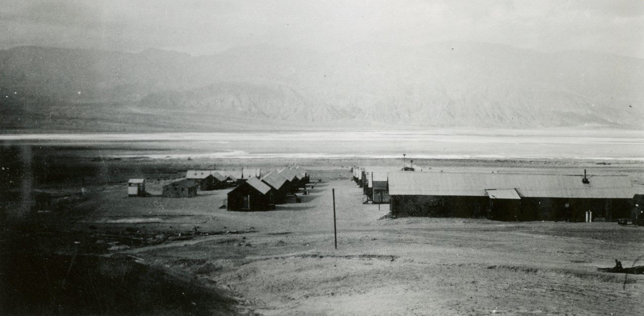 Cow Creek CCC camp looking west toward the Panamint Mountains and Blackwater Wash.