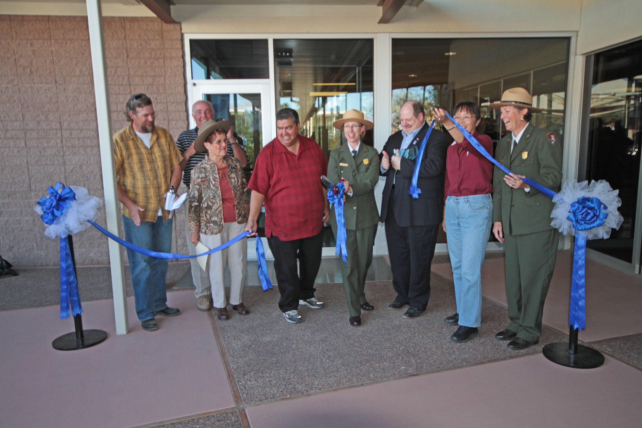 Superintendent Sarah Craighead cuts ribbon