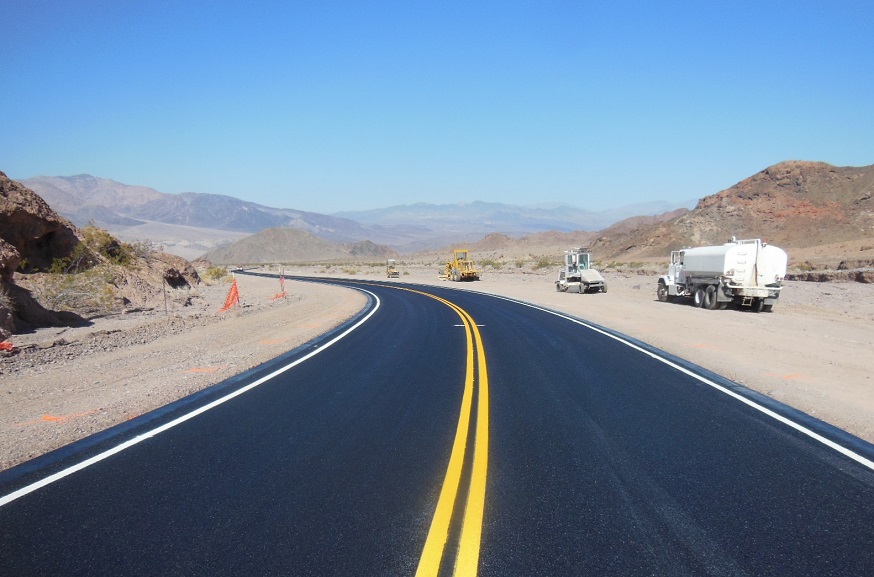 Badwater Road just before construction equipment was removed.