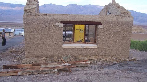 Wind blew the roof off this adobe-walled structure built by CCC in 1930s.