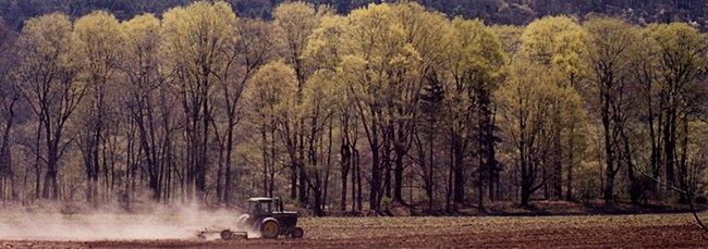 Farmer on a tractor in a field