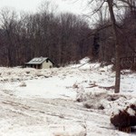 home in snowy field