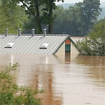 submerged building in a river