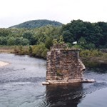 NYSW rail bridge piers at Karamac Trail.