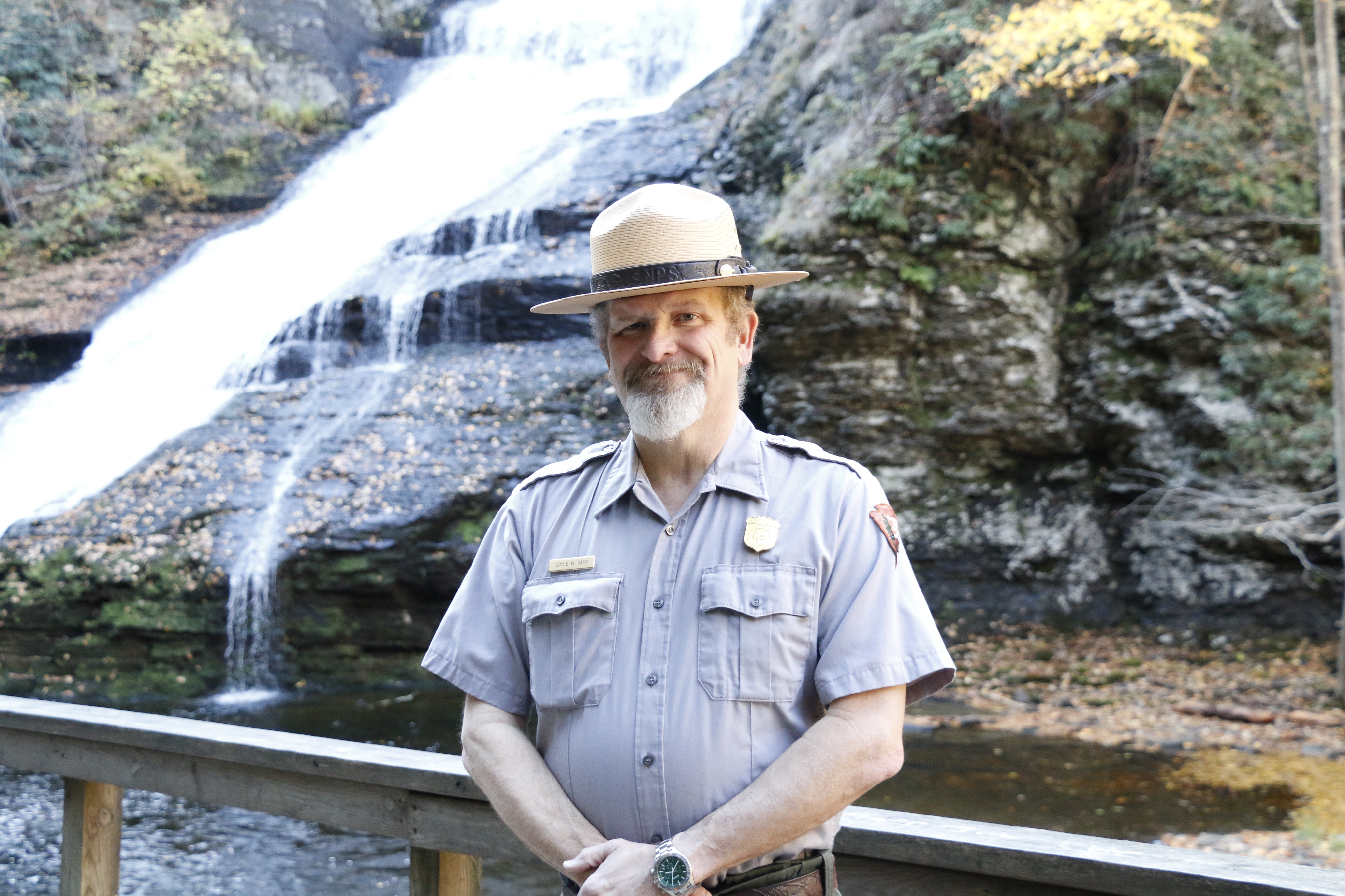 Superintendent Doyle Sapp at a waterfall