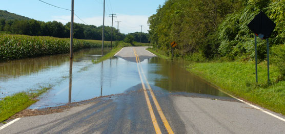 water ponding on road