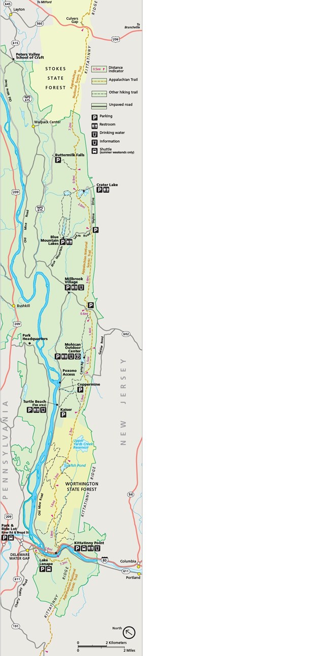 A map of the Appalachian Trail as it winds its way through the national recreation area