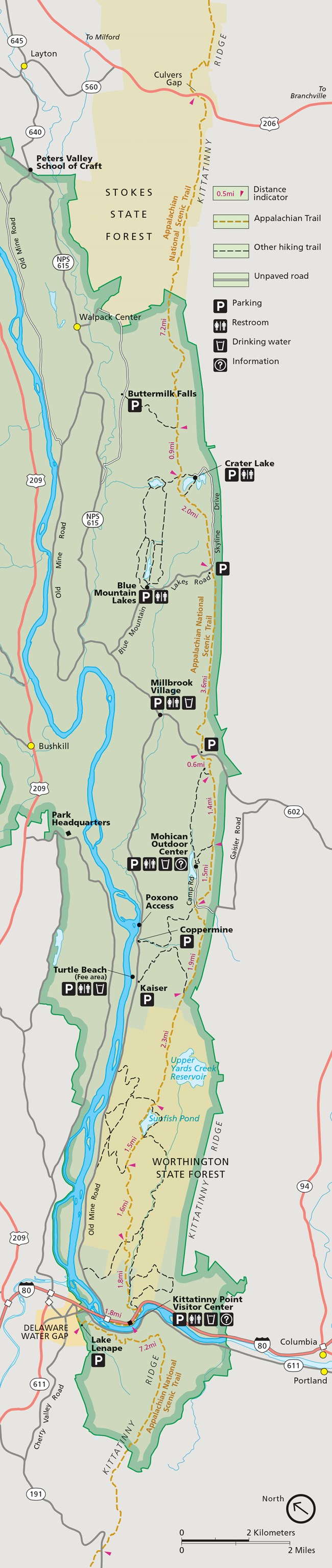 map of appalachian trail in DEWA
