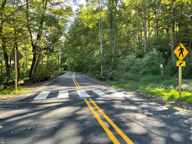 A paved section of Old Mine Road