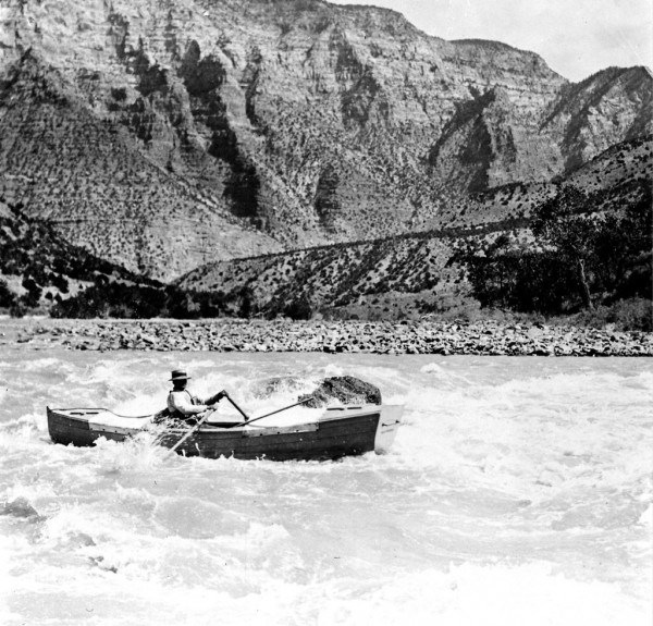 Galloway rowing his boat in Split Mountain