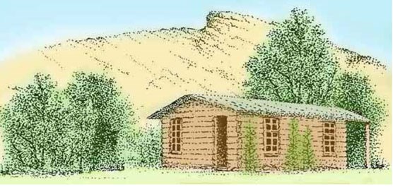 Drawing of the Josie Morris cabin.
