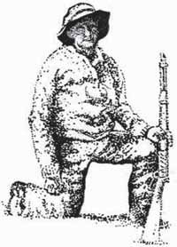 Drawing of Josie Morris holding a rifle