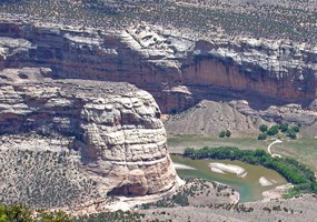 Confluence of the Yampa and Green Rivers at Steamboat Rock.