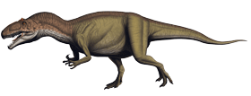 Artwork depicting an allosuarus fragilis dinosaur