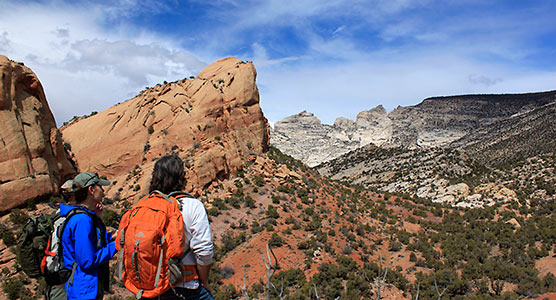 A group of hikers enjoy the spring weather in Dinosaur National Monument.