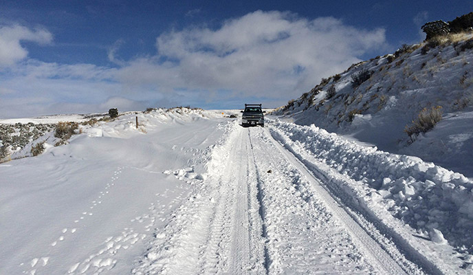 Winter conditions on the Harpers Corner Road on December, 16, 2015