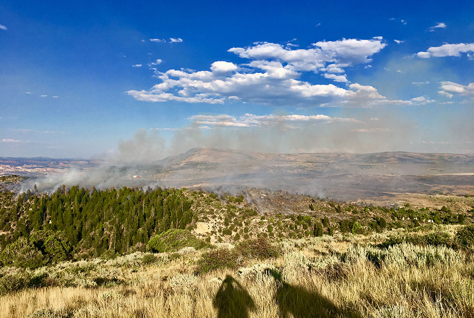 Overlook Fire Smoke rising from mountains