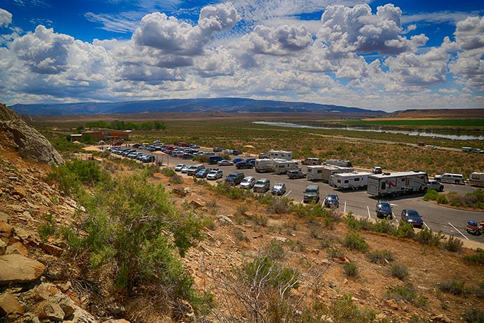 Quarry Visitor Center Parking lot in July