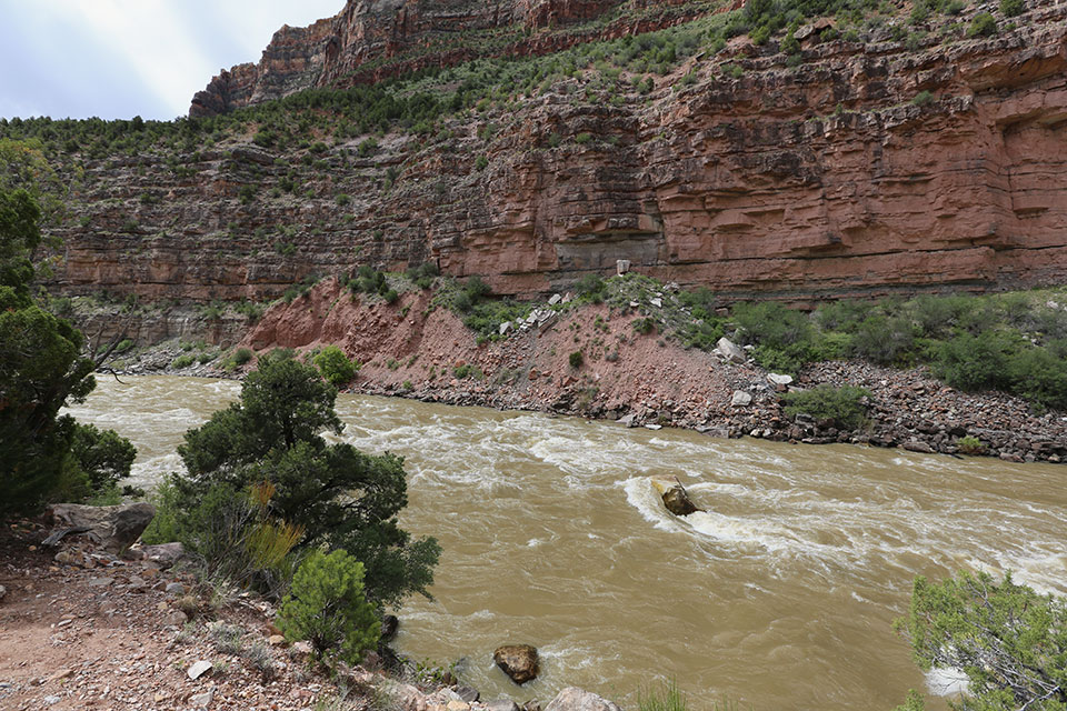 River flowing swiftly through canyon
