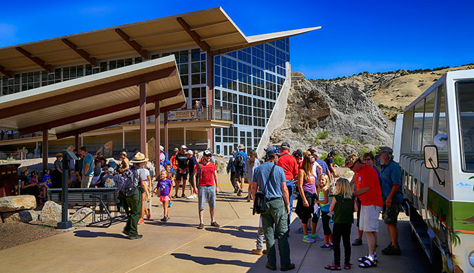 Visitors outside the Quarry Exhibit Hall