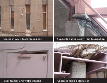 cracks, shifting, and warping